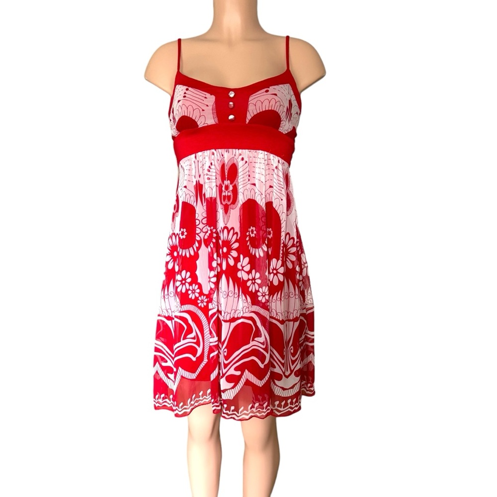 90’s Floral Chiffon Slip Lined Mini Dress Size Small